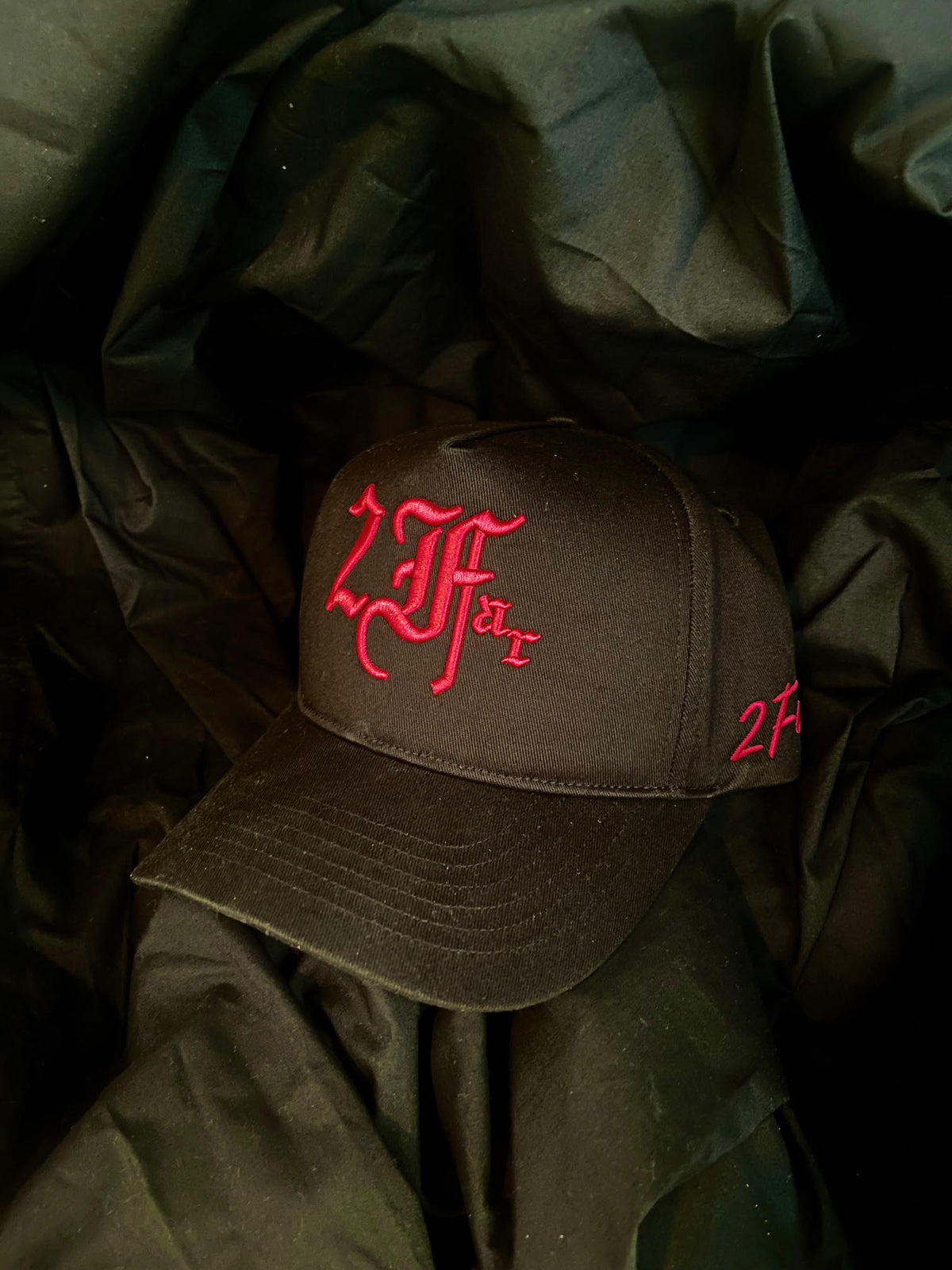 Pink on Black Deep fit cap